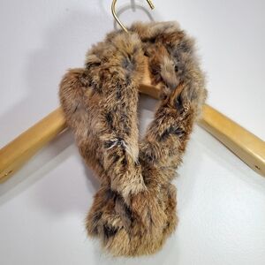 Real Fur Scarf Brown Cozy Wrap
